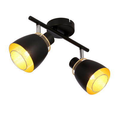 Aleksandria lampa sufitowa listwa 2x40w klosz czarny+złoty