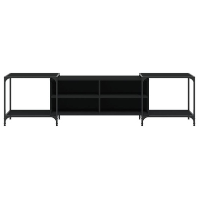 vidaXL Szafka pod TV, czarna, 203x37x50 cm, materiał drewnopochodny