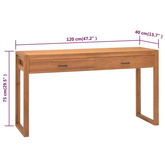 vidaXL Biurko z 2 szufladami, 120x40x75 cm, lite drewno tekowe