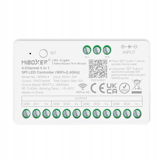 MiBoxer SPIW5-4 Sterownik cyfrowy SPI LED 5w1 WiFi+2.4G RGBW RGBCCT 4-stref