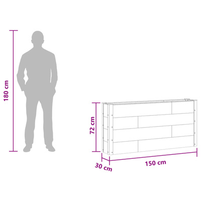 Podniesiona rabata ogrodowa Czarny 150 x 30 x 72 cm