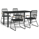 5-częściowy zestaw mebli ogrodowych, czarny, rattan PVC