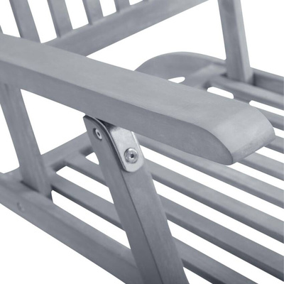 vidaXL Leżak tarasowy z podnóżkiem i poduszką, lite drewno akacjowe