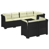 Sofa ogrodowa 7-osobowa z poduszkami w wyglądzie rattanowym PP
