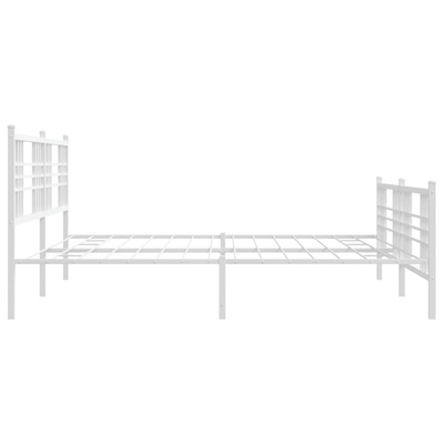 Metalowa rama łóżka z wezgłowiem i zanóżkiem, biała, 200x200 cm