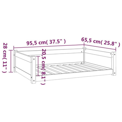 Legowisko dla psa, 95,5x65,5x28 cm, lite drewno sosnowe vidaXL