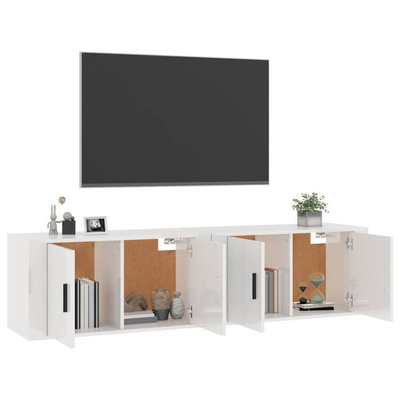 vidaXL Wiszące szafki telewizyjne, 2 szt, białe, połysk, 80x34,5x40 cm