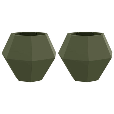 Donica 2 pcs Zielony oliwkowy 75 x 75 x 60 cm Stal