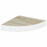 vidaXL Narożne półki ścienne, 2 szt., dąb i biel, 25x25x3,8 cm, MDF