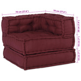 Modularna jednostka sofy 2 pcs Bordowy 140 x 70 x 56 cm tkanina