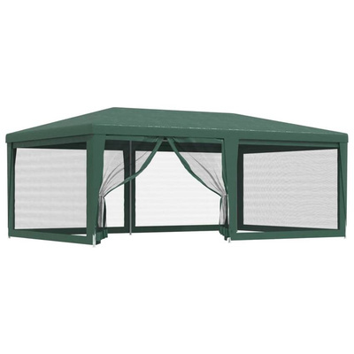 vidaXL Namiot imprezowy z 6 ścianami z siatki, zielony, 6x4 m, HDPE