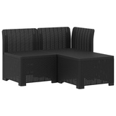 Sofa Ogrodowa 3-osobowa Rattanowa 3-osobowy PP antracytowy