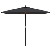 Parasol ogrodowy na drewnianym słupku, czarny, 299x240 cm
