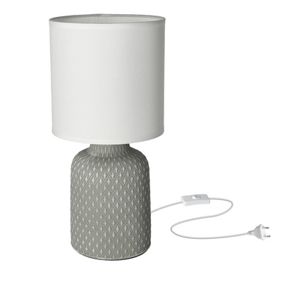 Lampka nocna Iner szara ceramiczna z abażurem Candellux