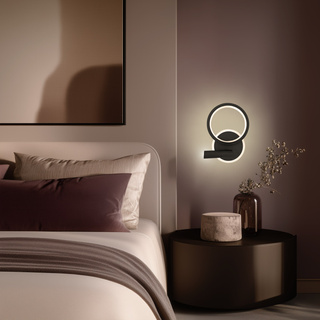 MONET lampa kinkiet koło czarny 16W LED 4000K klosz biały