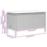 Pufa ogrodowa z poduszką Czarny 80 x 38 x 45 cm Rattan PE