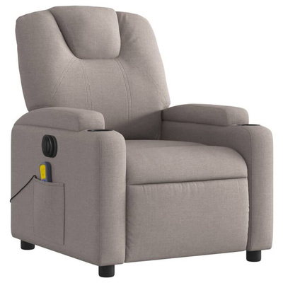 vidaXL Rozkładany fotel masujący, elektryczny, kolor taupe, tkanina model standard