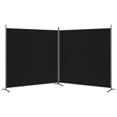 Parawan 2-panelowy, czarny, 348 x 180 cm, tkanina