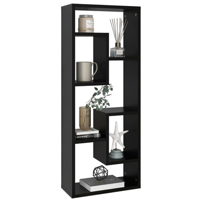 Półka ścienna, czarna, 36x16x90 cm, materiał drewnopochodny