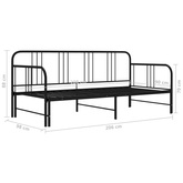 Sofa z wysuwaną ramą łóżka, czarna, metalowa, 90x200 cm