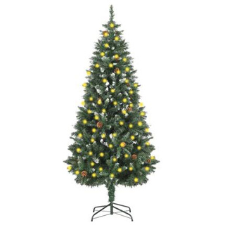 vidaXL Sztuczna choinka z lampkami i szyszkami, 180 cm