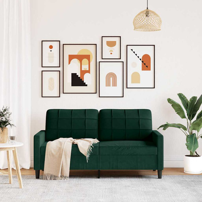Sofa 2-osobowa, ciemnozielona, 140 cm, tapicerowana aksamitem