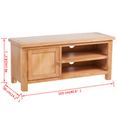 vidaXL Szafka pod TV, 103 x 36 x 46 cm, lite drewno dębowe