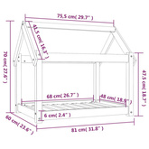 vidaXL Legowisko dla psa, szare,81x60x70 cm, lite drewno sosnowe