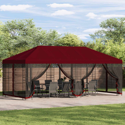 Altana z bokami 6 x 3 m bordowy Poliester i Stal 190
