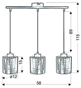 Lampa wisząca chromowa szklany klosz 3D 3x40W Nocturno Candellux 33-57709