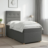 Łóżko z box spring LED z materacem ciemnoszary 100 x 200 cm