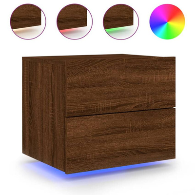 vidaXL Wiszące szafki nocne z LED, 2 szt., brązowy dąb