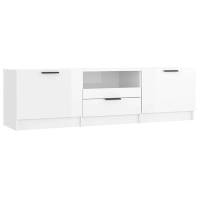 vidaXL Szafka pod TV, wysoki połysk, biała, 140x35x40 cm