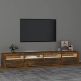 vidaXL Szafka pod TV z oświetleniem LED, przydymiony dąb, 240x35x40 cm