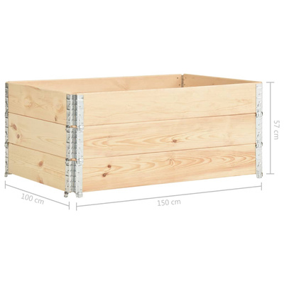 Podniesione grządki, 3 szt., 100x150 cm, lite drewno sosnowe