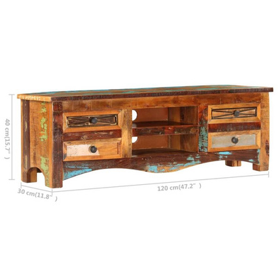 vidaXL Szafka pod TV, 120x30x40 cm, lite drewno odzyskane model standard