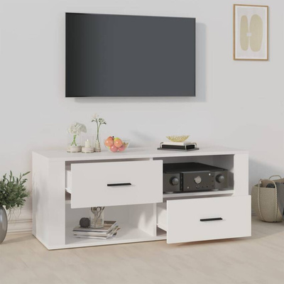vidaXL Szafka pod TV, biała, 100x35x40 cm, materiał drewnopochodny wariant 4