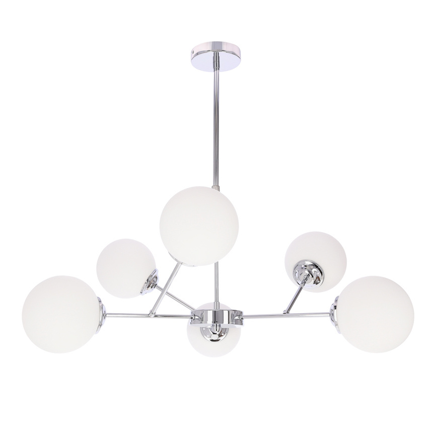 BELWEDER lampa wisząca chromowy 8x40W E14 klosz biały 38-39866