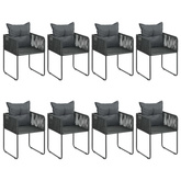 9-częściowy zestaw mebli ogrodowych rattan PVC, czarny