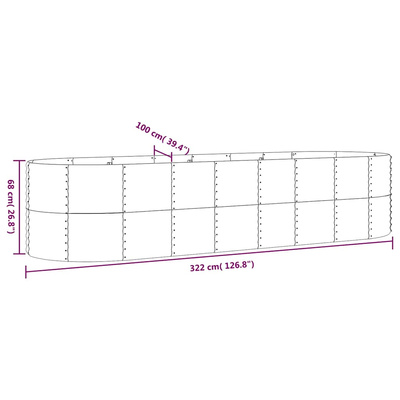 vidaXL Podwyższona donica, stal malowana proszkowo 322x100x68 cm