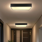 Plafon sufitowy LED QUATTRO czarny – kwadratowy ze szklanym kloszem – minimalistyczna lampa sufitowa