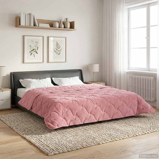 Letni Kołdra Różowy 200 x 240 cm Mikrofibra i Fleece Teddy