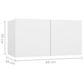 vidaXL Szafka wisząca pod TV, biała, 60x30x30 cm