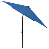 Parasol ogrodowy z LED i stalowym słupkiem, niebieski, 2x3 m