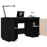 vidaXL Biurko, czarne, 140x50x75 cm, lite drewno sosnowe
