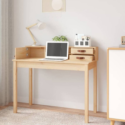 vidaXL Biurko, 110x50x93 cm, lite drewno sosnowe