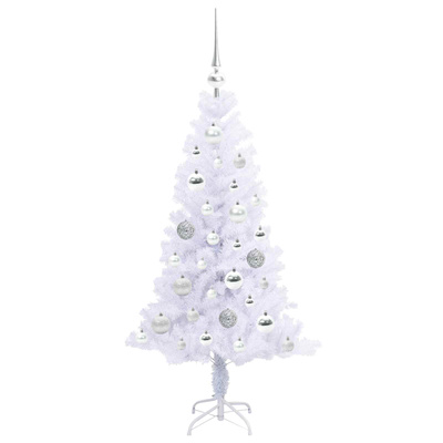 Sztuczna choinka z 150 diodami LED Biały 120 cm PVC i Stal