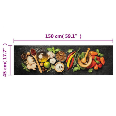 vidaXL Dywanik kuchenny, wzór w przyprawy, 45x150 cm, aksamit model standard