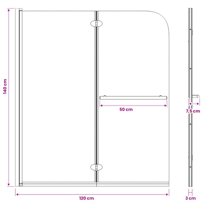 Osłona prysznicowa Czarny 120 x 140 cm Szkło ESG i aluminium