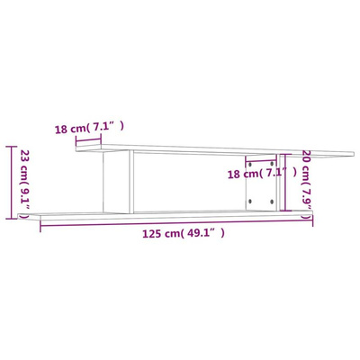 vidaXL Wisząca szafka pod TV, szarość betonu, 125x18x23 cm
